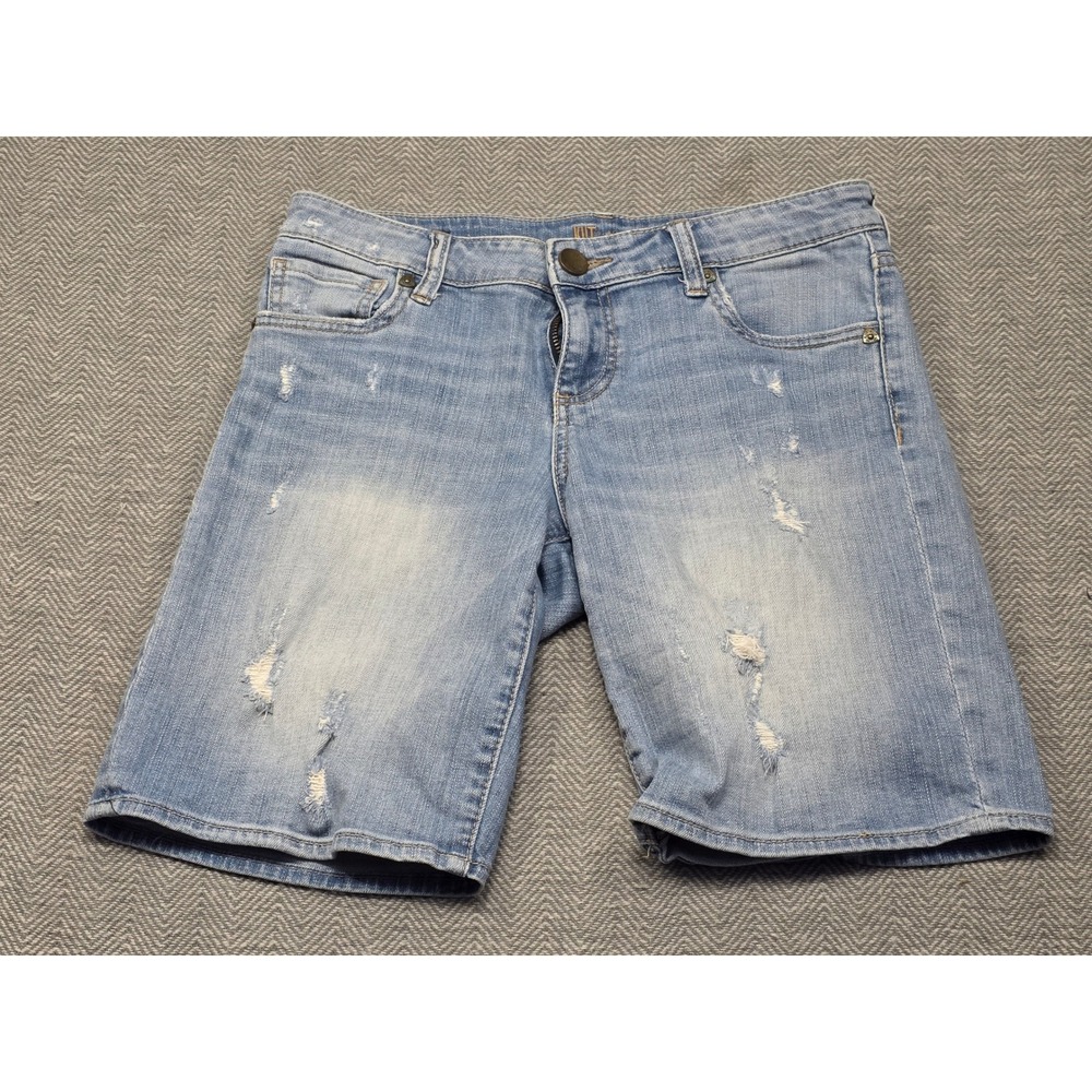 Kut from the Kloth Women Light Wash Distressed Denim Shorts‎ Size 4 Stretch Blue